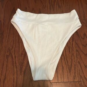 BRAND NEW aerie swim bottoms, high rise cheeky, white, ribbed, size medium